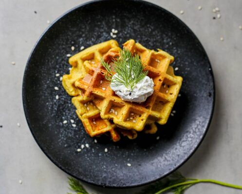 Nesaldūs vafliai iš avinžirnių miltų